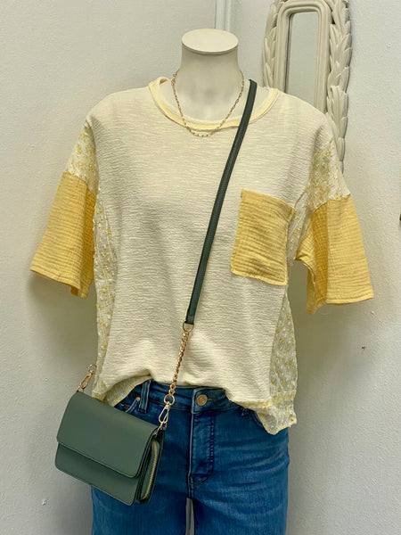 Floral Lemon Gauze Pocket Top