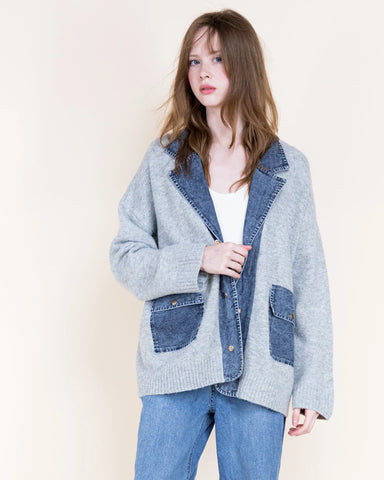 Denim Boyfriend Pocket Cardigan