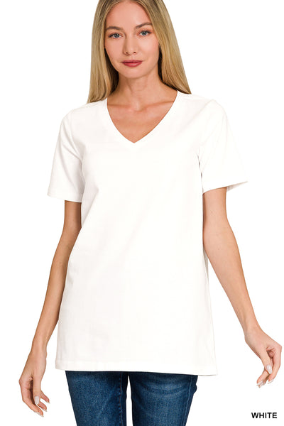 V-Neck Short Sleeve Top - Full Length