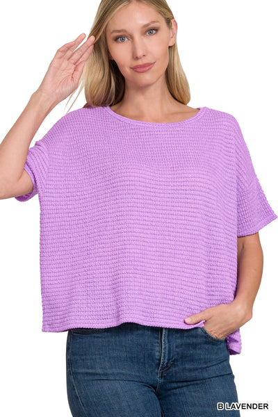 Short Sleeve Jacquard Knit Top