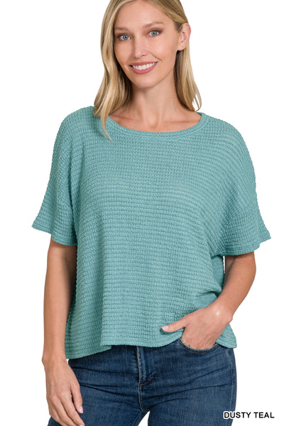 Short Sleeve Jacquard Knit Top