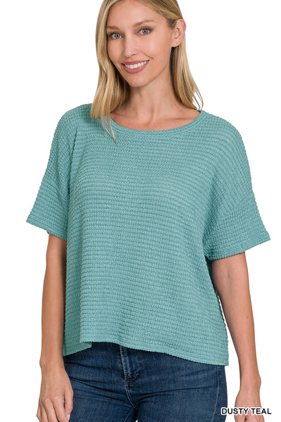 Short Sleeve Jacquard Knit Top