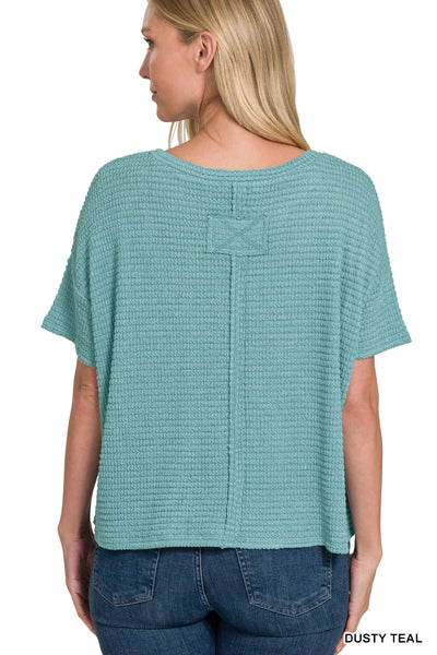 Short Sleeve Jacquard Knit Top