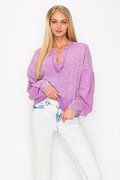 Mineral Wash V-Neck Sweatshirt