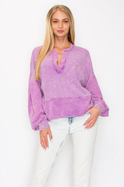 Mineral Wash V-Neck Sweatshirt