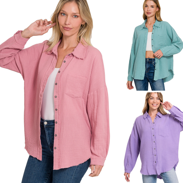 Gauze Button Up Shirt