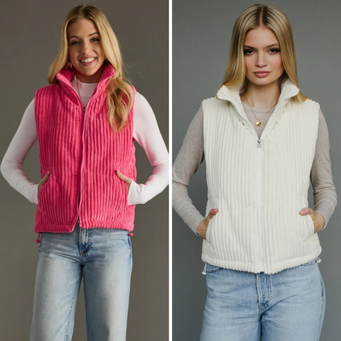 Corduroy Drawstring Pocket Vest