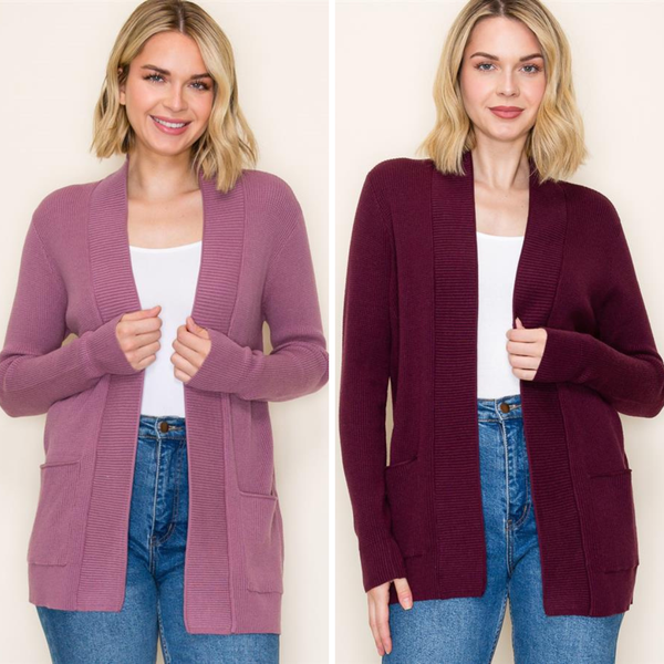 Pocket Waffle Knit Cardigan