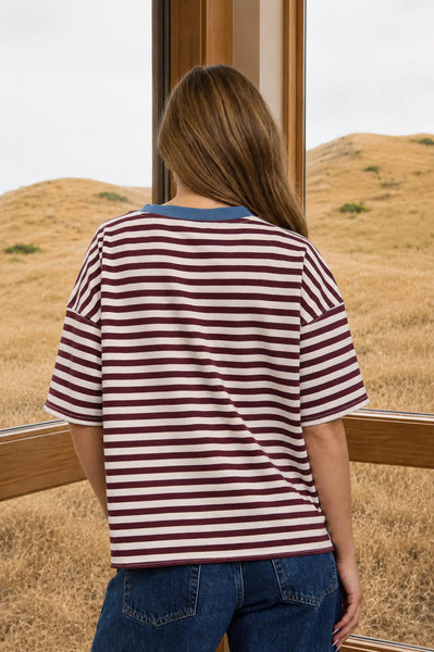 Striped Crew Neck Half Sleeve