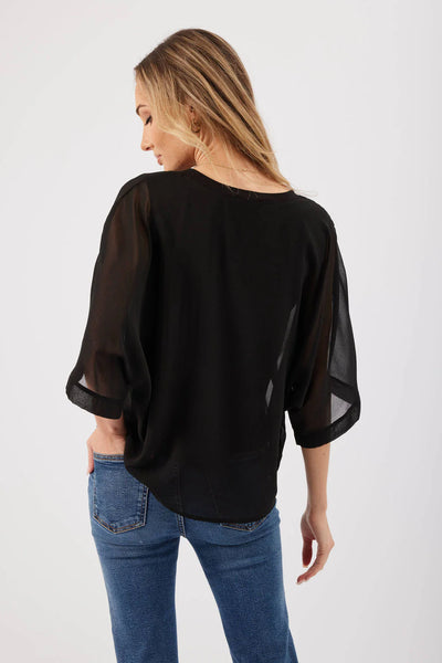 V-Neck Sheer Sleeve Opal Top