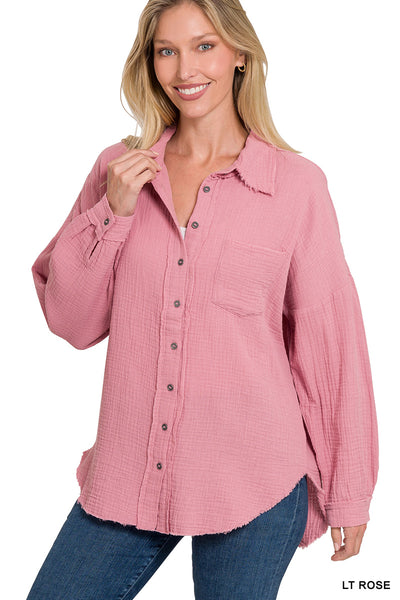 Gauze Button Up Shirt