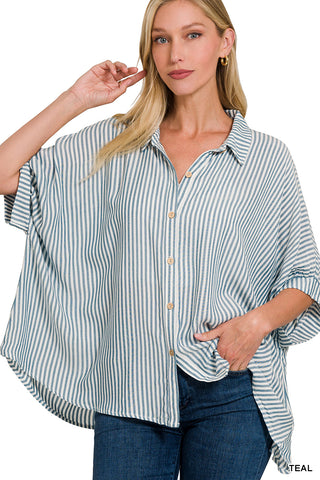 Oversized Striped Button Shirt