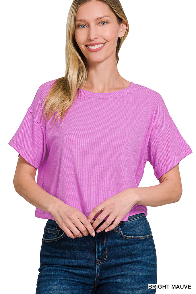 Ribbed Short Sleeve Crop Top