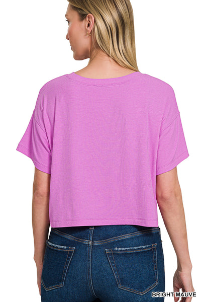 Ribbed Short Sleeve Crop Top