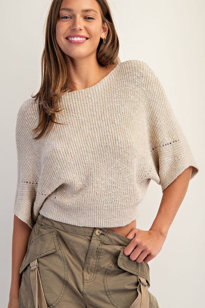 Half Dolman Sleeve Knit Sweater