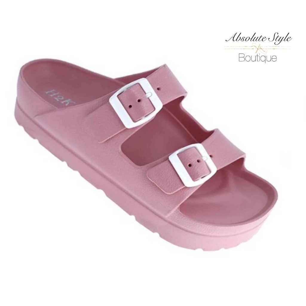 H2K Women's EVA Slide Sandals with Adjustable Buckles