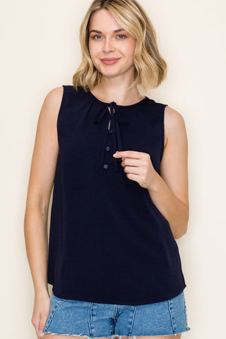 Tie Button V-Neck Tank