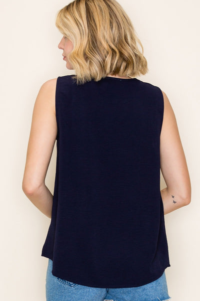 Tie Button V-Neck Tank