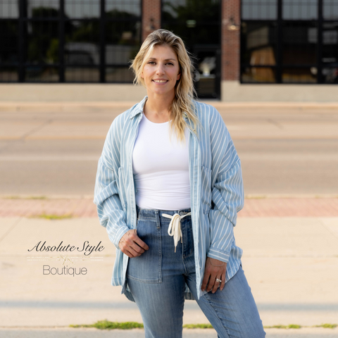 Striped Denim Shacket
