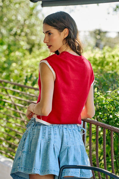 RED American Flag Sweater Top