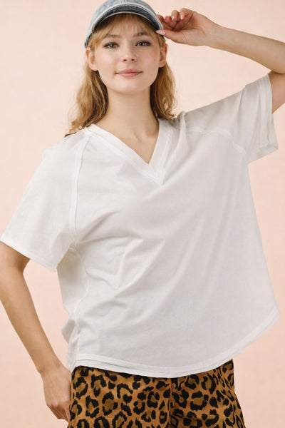 Shirring Back V-Neck Top