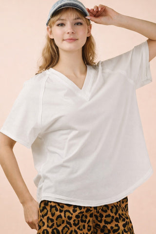 Shirring Back V-Neck Top