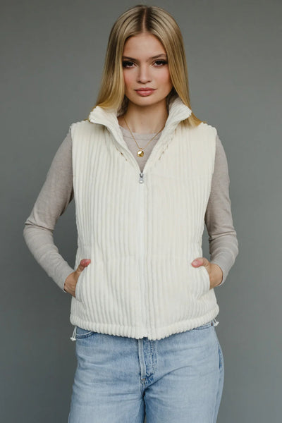 Corduroy Drawstring Pocket Vest