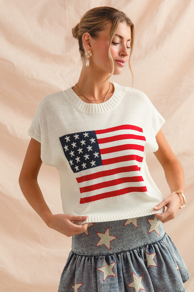 American Flag Sweater Top