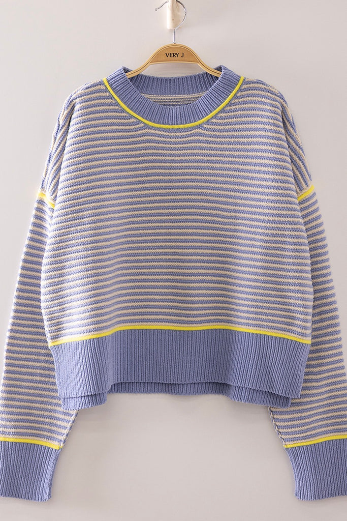 Chenille Neon Striped Sweater