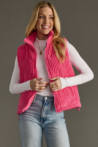 Corduroy Drawstring Pocket Vest