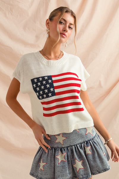 American Flag Sweater Top