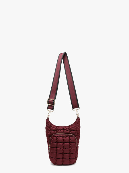 Quilted Puffer Water Bottle Crossbody Bag