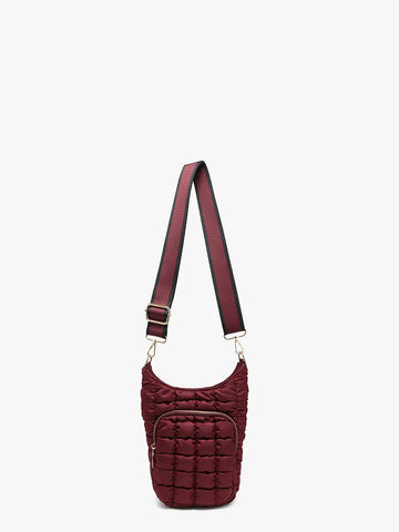 Quilted Puffer Water Bottle Crossbody Bag
