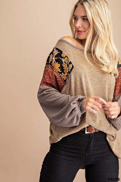 Multi Fabric Long Sleeve