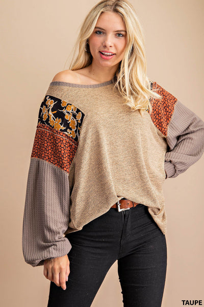 Multi Fabric Long Sleeve