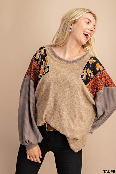 Multi Fabric Long Sleeve