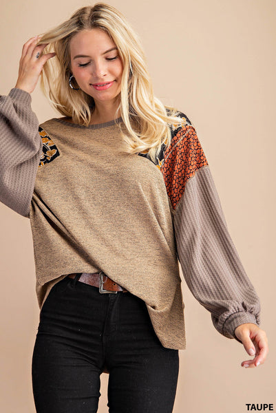 Multi Fabric Long Sleeve