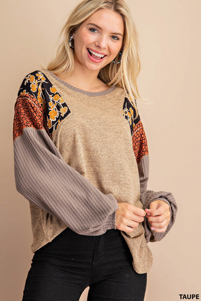 Multi Fabric Long Sleeve