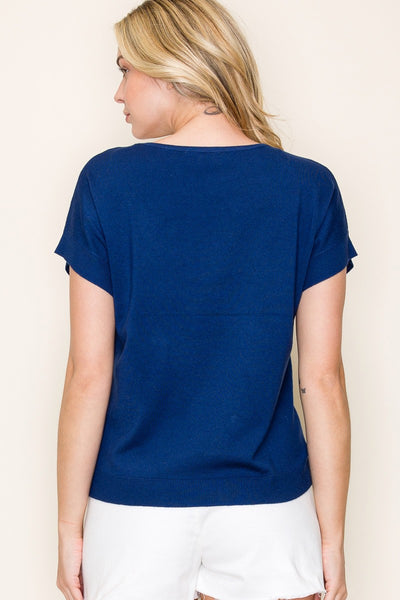 Short Sleeve Sweater Knit Top