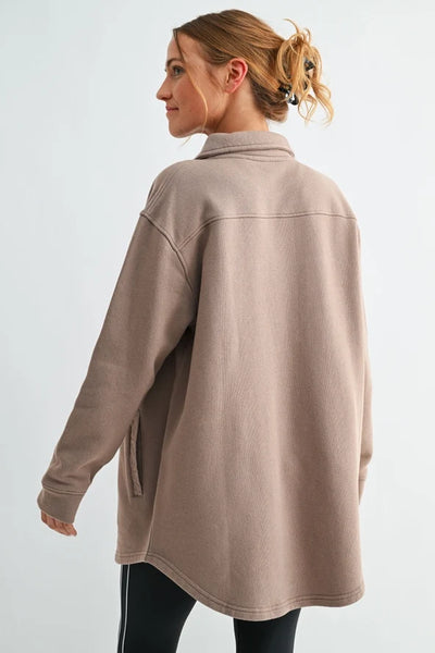 Mono B Longline Snap Button Cotton Shacket