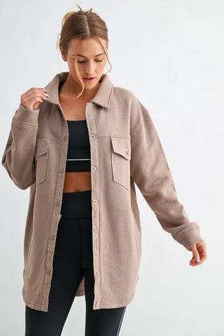 Mono B Longline Snap Button Cotton Shacket