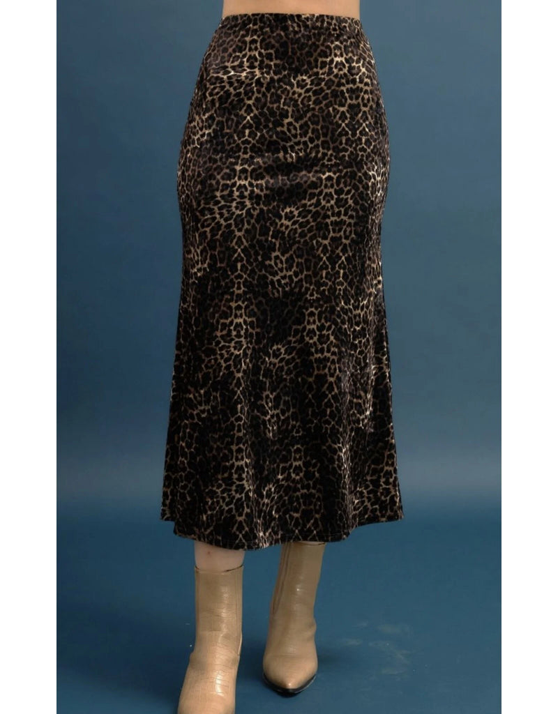 Velvet Leopard Midi Skirt