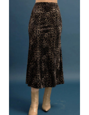 Velvet Leopard Midi Skirt