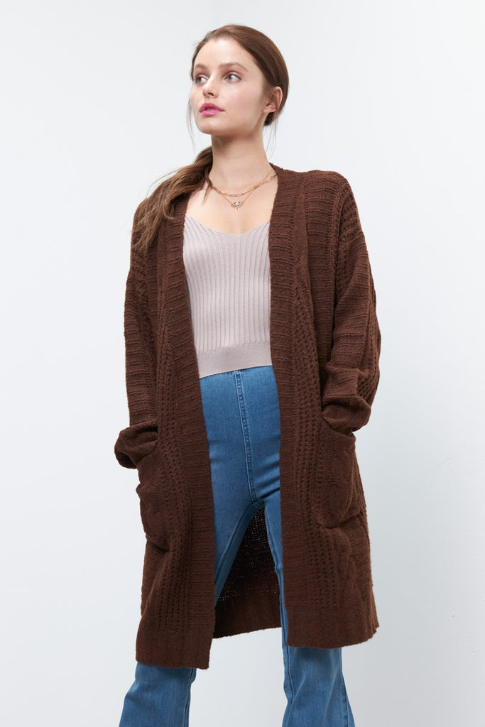 Cable Knit Pocket Cardigan