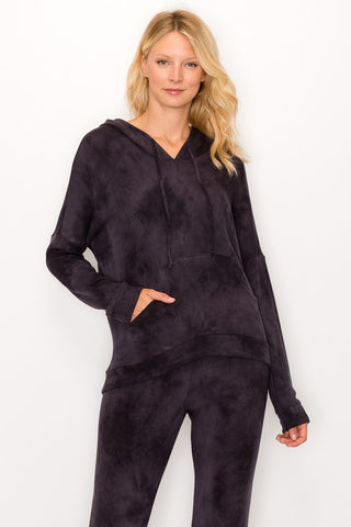 Dark Tie Dye Hooded Sweatshirt