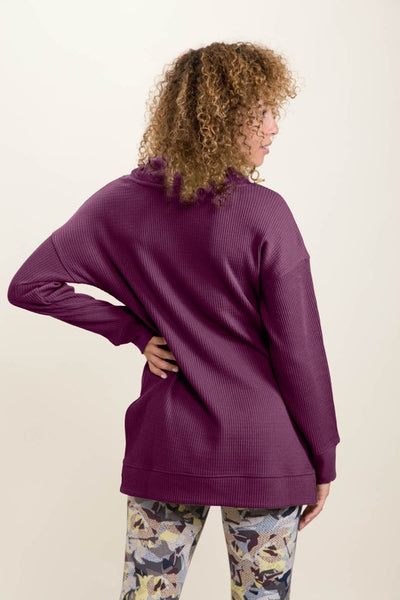 Ribbed Cowl Neck Pullover