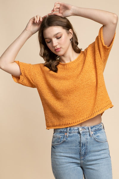Sweater Knit Short Sleeve