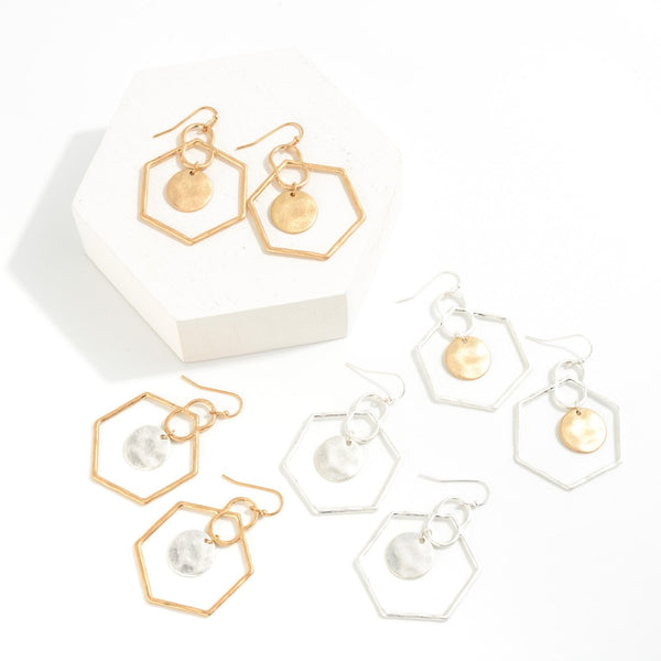 Hexagon Two-Tone Earrings