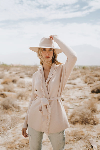 Elan Fringe Ribbed Cardigan
