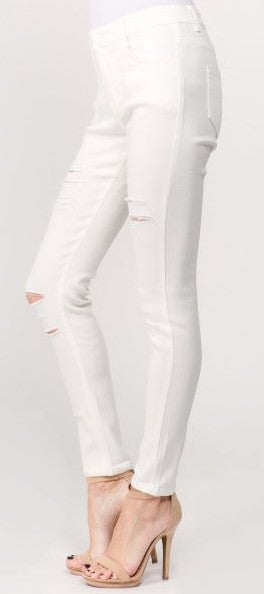 White Distressed Jeggings